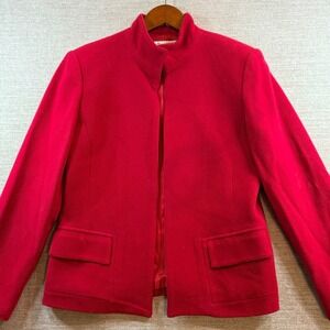Vintage Tamotsu New York Red Wool Cashmere Womens SZ 6 Blazer Jacket Made in USA